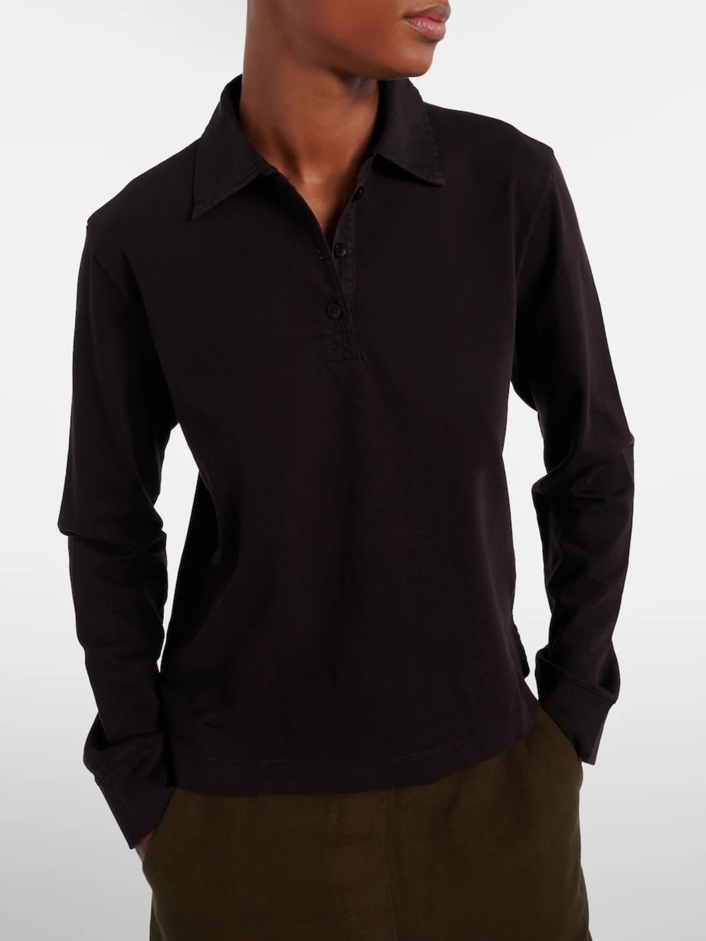 LESET Dark Brown Long-Sleeve Polo Top - Picture 3 of 5